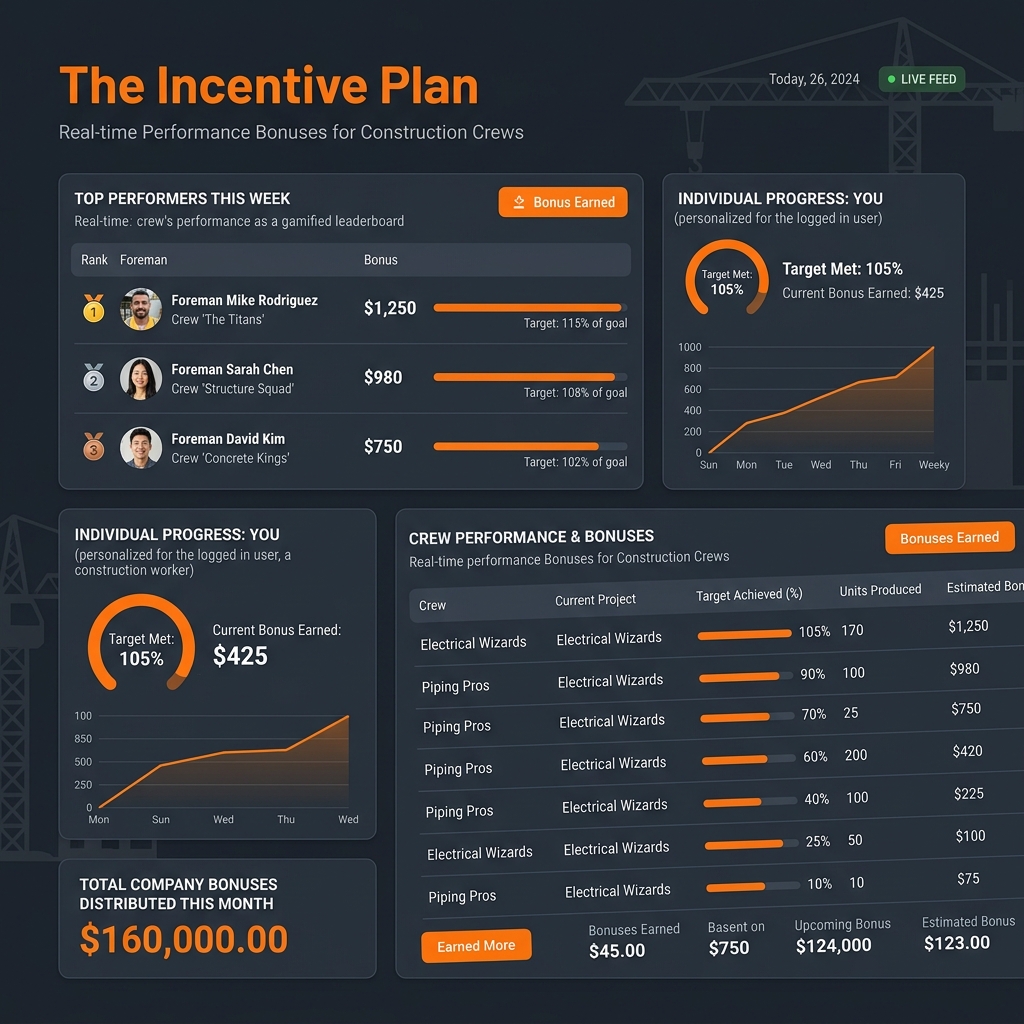 ProfitPace Incentivisor dashboard showing incentive pool and crew savings