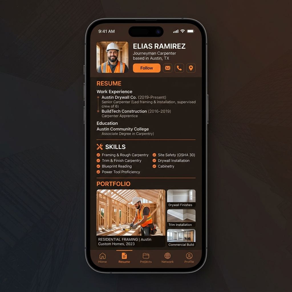 CraftBelt career passport with trade history and safety tickets