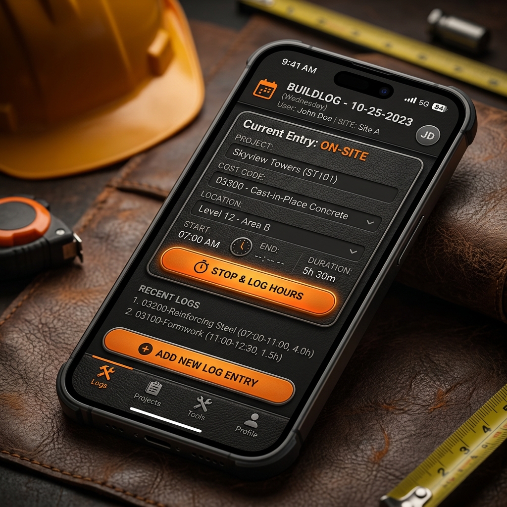 CraftBelt geofenced time clock interface on mobile